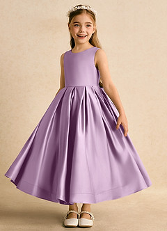 Azazie Cailee Blumenmädchenkleider Ballkleid Plissee Matte Satin Kleid Blauregen image4