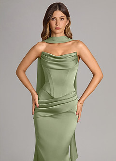 Azazie Sorrel Bridesmaid Dresses Pistachio Mermaid Strapless Stretch Satin Convertible Dress image5