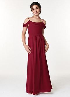 Azazie Alivia Junior Amethyst A-Line Off the Shoulder Chiffon Dress image4