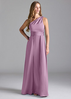Azazie Dallas Bridesmaid Dresses Wisteria A-Line One Shoulder Stretch Satin Dress image3