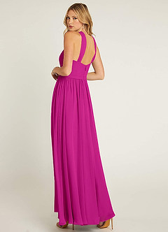 Azazie Jacey Jurken voor bruidsmeisjes Jurk van Chiffon met A-Lijn Geplooid Fuchsia image7
