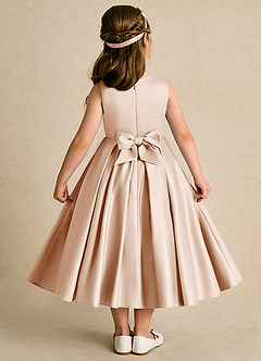 Azazie Lady Flower Girl Dresses English Rose A-Line Pleated Matte Satin Dress image2