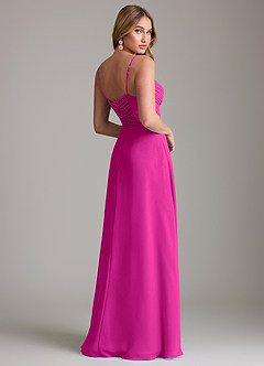 Azazie Terese Bridesmaid Dresses Fuchsia A-Line Pleated Chiffon Dress image2