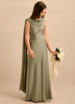 Azazie Sanah Girls Formal Flower Girl Klänningar Klä A-Line i Stretch Satin Plisserad image1