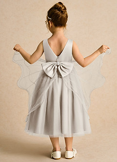 Azazie Pear Blumenmädchenkleider Ballkleid Schleifen Tüll Kleid Frost image3