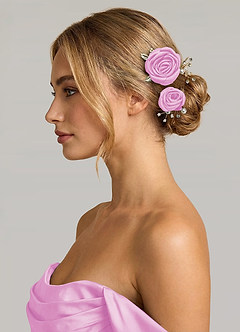 front Set di forcine per capelli in raso opaco con rose abbinate