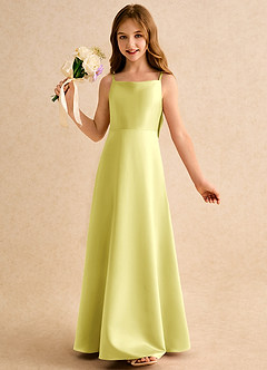 Azazie Joella Girls Formal Flower Girl Klänningar Klänning A-Line i Matt satäng Plisserad image3