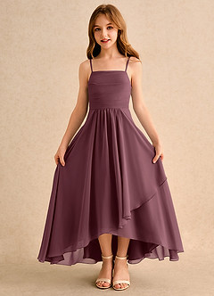 Azazie Twilight Dance Girls Formal Blumenmädchenkleider A-Linie Plissee Chiffon Kleid Sangria image6