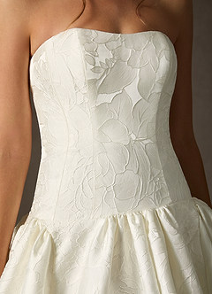 Azazie Gloria Wedding Dresses Antique White Ball-Gown Strapless Floral Jacquard Dress image9