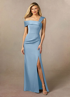 Azazie Laramie Mère de la mariée Robes Robe Sirène en Satin extensible Plissée Poudre Bleue image1