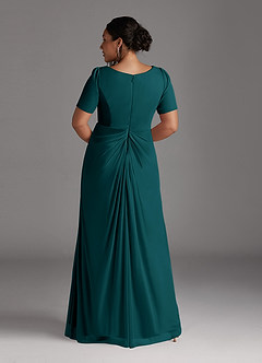 Azazie Bessie Abiti per la Madre della Sposa Abito A-Line in Maglia Plissettato Verde Pavone image8