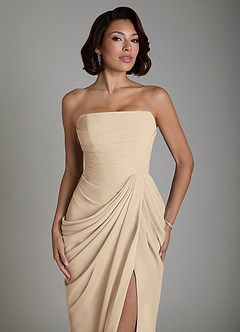 Azazie Nyra Bridesmaid Dresses Champagne Sheath Corset Chiffon Dress image6