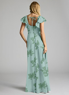 Azazie Bondi Robes de demoiselle d'honneur Robe Trapèze en Satin extensible Arc Fleurs De Sauge Poussiéreuse image4