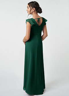 Azazie Claudine Junior Emerald A-Line Pleated Chiffon Dress image4