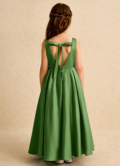 Azazie Pepper Flower Girl Dresses Basil A-Line Pleated Matte Satin Dress image7