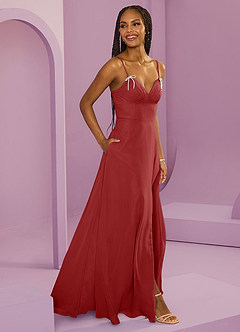 Barbie ♥ Azazie Bridesmaid Dresses Rust A-Line with Pockets Chiffon Dress image4