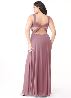 Azazie Nahrin Bridesmaid Dresses Vintage Mauve A-Line V-Neck Pleated Chiffon Dress image10