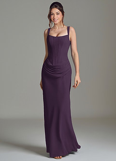 Azazie Niamh Bridesmaid Dresses Plum Mermaid Corset Chiffon Dress image4