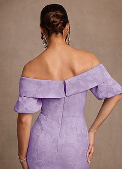Azazie Golda Klänningar till brudens mor Klänning Tubklänning i Blommig Utbrändhet Off the shoulder Lila image6