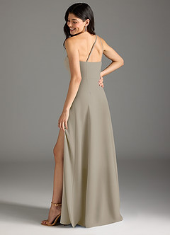 Azazie Senna Final Sale Taupe A-Line One Shoulder Stretch Crepe Dress image2