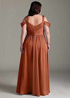 Azazie Lianne Bridesmaid Dresses Cedar Rose A-Line Off the Shoulder Stretch Satin Dress image10