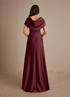 Azazie Branford Mère de la mariée Robes Robe Trapèze en Satin extensible Plissée Cabernet image3