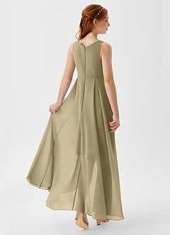 Azazie Lizette Junior Moss Green A-Line Pleated Chiffon Dress image2