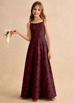Azazie Jaella Girls Formal Flower Girl Klänningar Klänning A-linje i Blommig Utbrändhet Plisserad image2