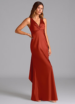 Azazie Hati Brautjungfernkleider Meerjungfrau-Linie Stretch-Satin Kleid Rost image1