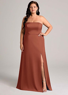 Azazie Wren Bridesmaid Dresses Auburn A-Line Strapless Stretch Satin Convertible Dress image8