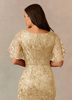 Upstudio Petaluma Venta Final Vestido de Champán de Lentejuelas de Sirena con Cuello en V de lentejuelas image5