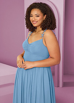 Barbie ♥ Azazie Bridesmaid Dresses Steel Blue A-Line Pleated Chiffon Dress image14