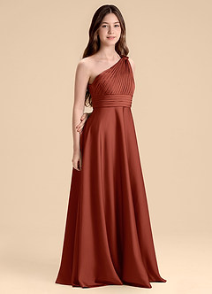 Azazie Charlize Junior Klänning av A-Line i Stretch Satin Plisserad image3