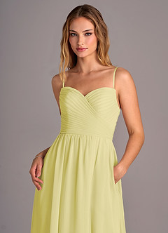 Azazie Joni Brautjungfernkleider Wandelbar A-Linie Schulterfrei Chiffon Kleid Zitronensorbet image2