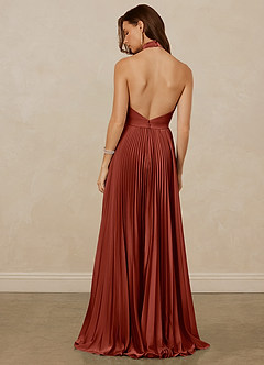 Christian Siriano Bridal for Azazie 1007 Bridesmaid Dresses Terracotta A-Line Pleated Stretch Satin Dress image6