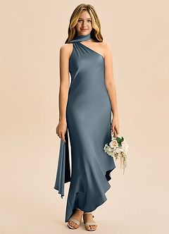 Azazie Briony Junior Etui Plissee Stretch-Satin Kleid Zwielichtviolett image5