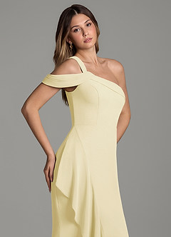 Azazie Ashlynn Jurken voor bruidsmeisjes Jurk van Chiffon met Zeemeermin Off-shoulder Citroensorbet image2