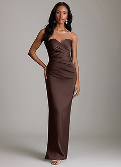 Azazie Sonora Brudtärnklänningar Klä av Tubklänning i Stretch Satin Axelbandslös Ganache image6