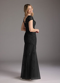 Azazie Marbella vestidos de madre de la novia Vestido de Negro de Encaje de Sirena con Reina Ana Lentejuelas image6