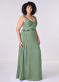 Barbie ♥ Azazie Bridesmaid Dresses V-Neck Empire Dropwaist Stretch Satin A-Line Dress image8