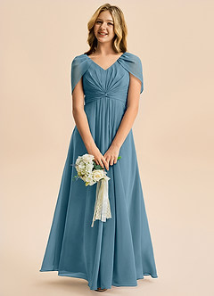 Azazie Emma Junior Robe Trapèze en Mousseline de soie Plissée Bermude image3