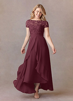 Azazie Mamie Kleider für die Brautmutter A-Linie Spitze Chiffon Kleid Cabernetrot image1