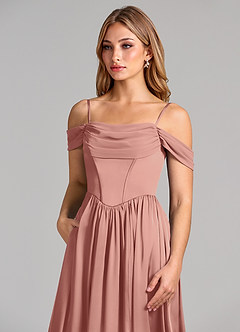 Azazie Raisa Bridesmaid Dresses Rosette A-Line Off the Shoulder Stretch Satin Dress image7