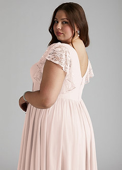 Azazie Zella Bridesmaid Dresses Rose Petal A-Line Lace Chiffon Dress image11
