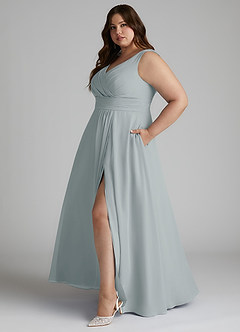 Azazie Karina Bridesmaid Dresses Dolphin Grey A-Line Pleated Chiffon Dress image8