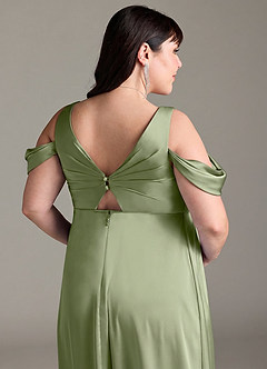 Azazie Rhea Maternity Bridesmaid Dresses A-Line Off-The-Shouler Pleated Stretch Satin Floor-Length Dress image13