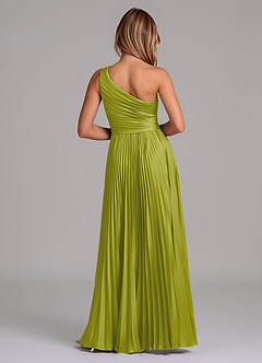Azazie Lyrica Bridesmaid Dresses Lemongrass A-Line One Shoulder Stretch Satin Dress image8