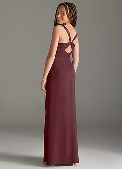 Azazie Mero Junior Sangria Mermaid Pleated Stretch Satin Dress image2