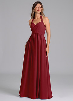 Azazie Darlyn Bridesmaid Dresses Pomegranate A-Line Pleated Chiffon Dress image1