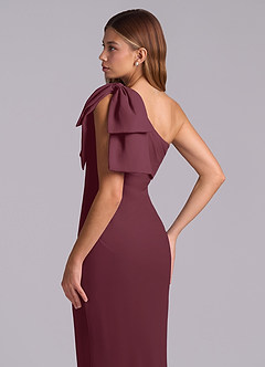 Azazie Yuanna Bridesmaid Dresses Cabernet Mermaid One Shoulder Chiffon Dress image8